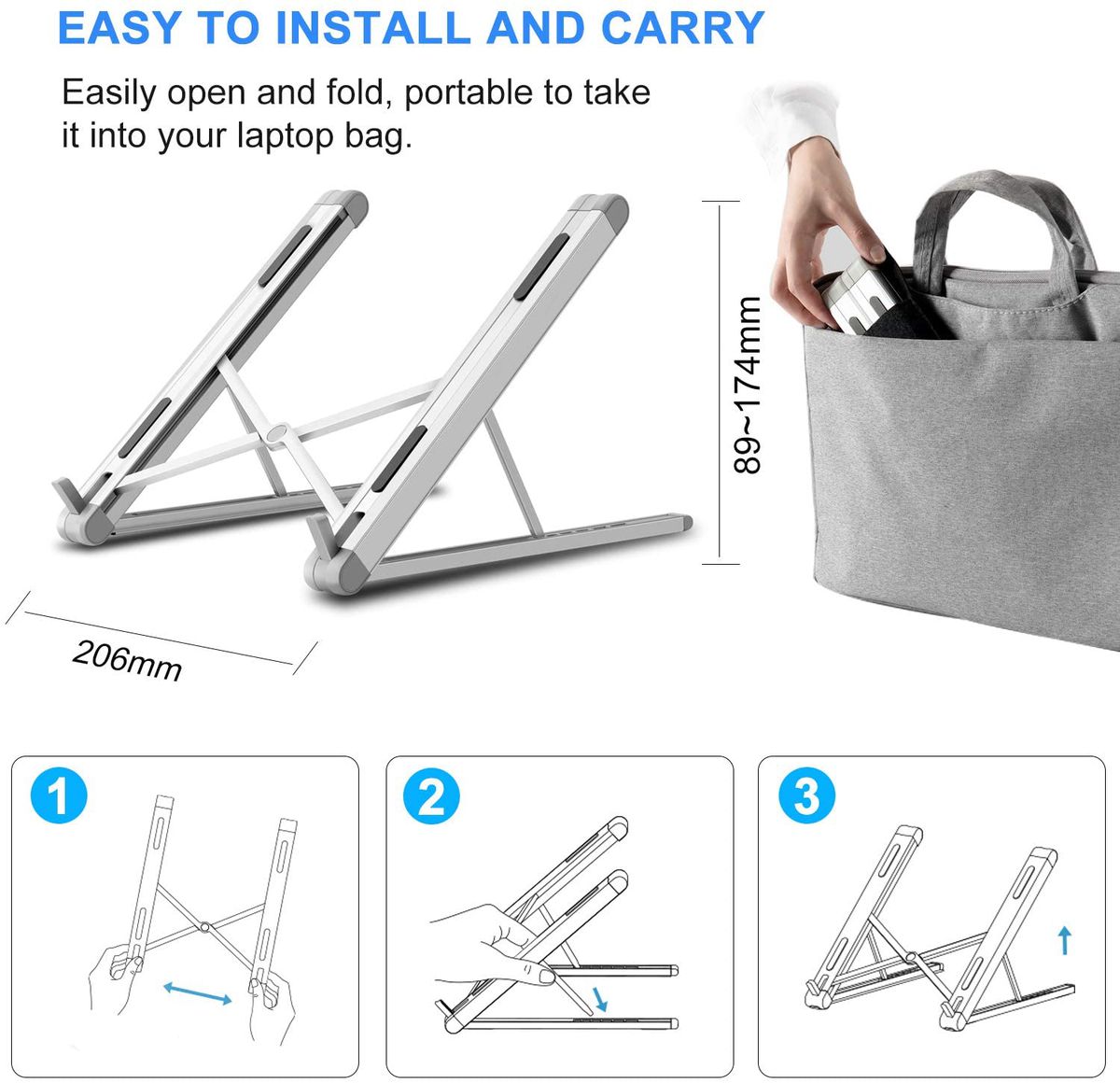 Portable Adjustable Foldable Laptop and Tablet Stand - Silver_5