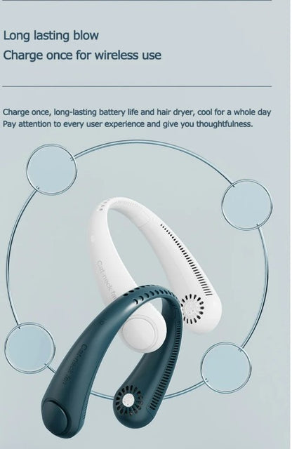 New Xiaomi Mini Wireless Neck Fan Portable - Light Green