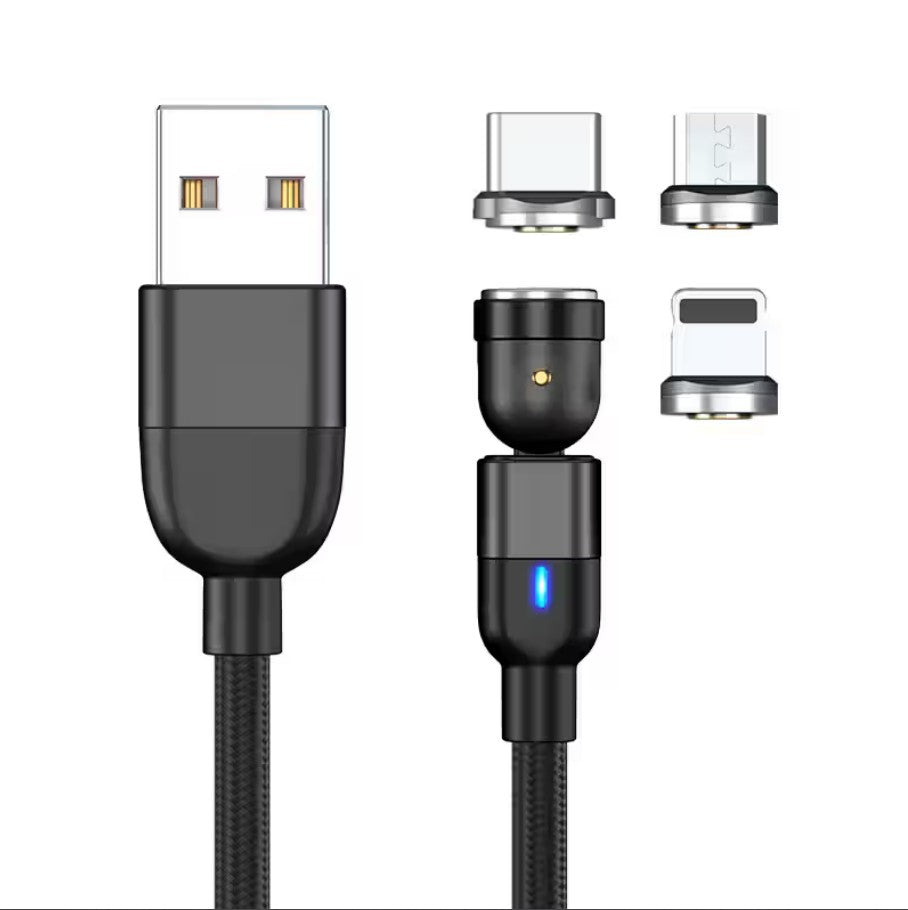 540° Rotatable 3 in 1 Magnetic Cable 3A Data Fast Charging_0