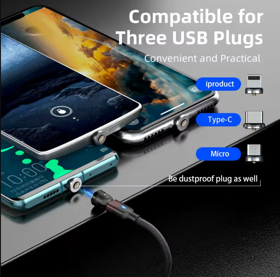 540° Rotatable 3 in 1 Magnetic Cable 3A Data Fast Charging_3
